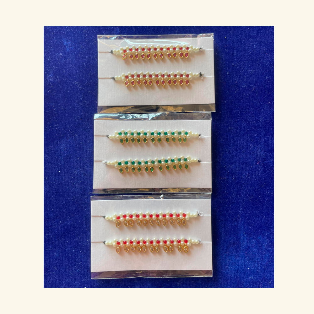 coloured moti kandora - pink, green, white - 175